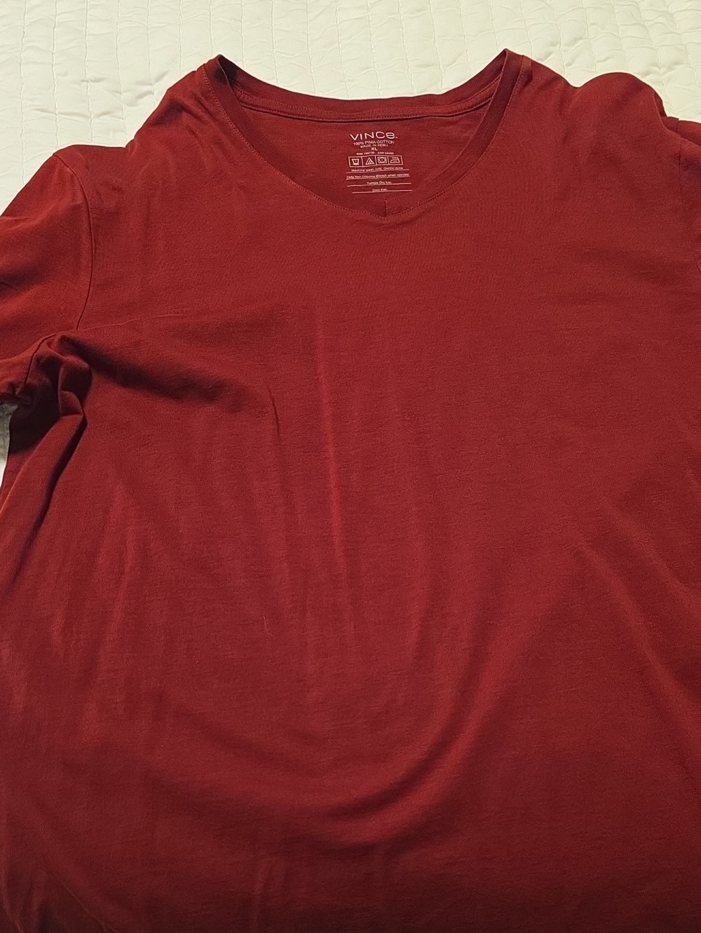 Vince Burgundy V-Neck Cotton Tee